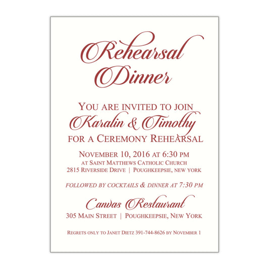 Fancy Calligraphy Rehearsal Dinner Invitation, Karalin - All That Glitters Invitations