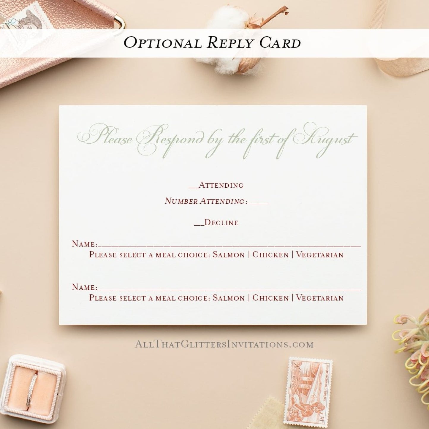 Fancy Script Wedding Invitation, Tamera - All That Glitters Invitations