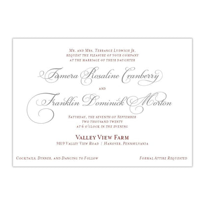 Fancy Script Wedding Invitation, Tamera - All That Glitters Invitations