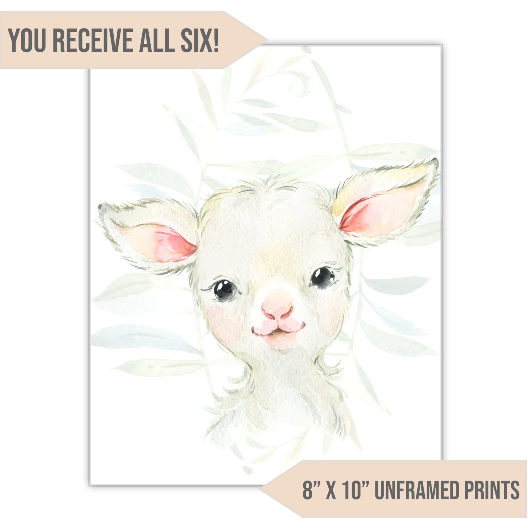 Farm Animal Nursery Art Print, 8" x 10" - All That Glitters Invitations