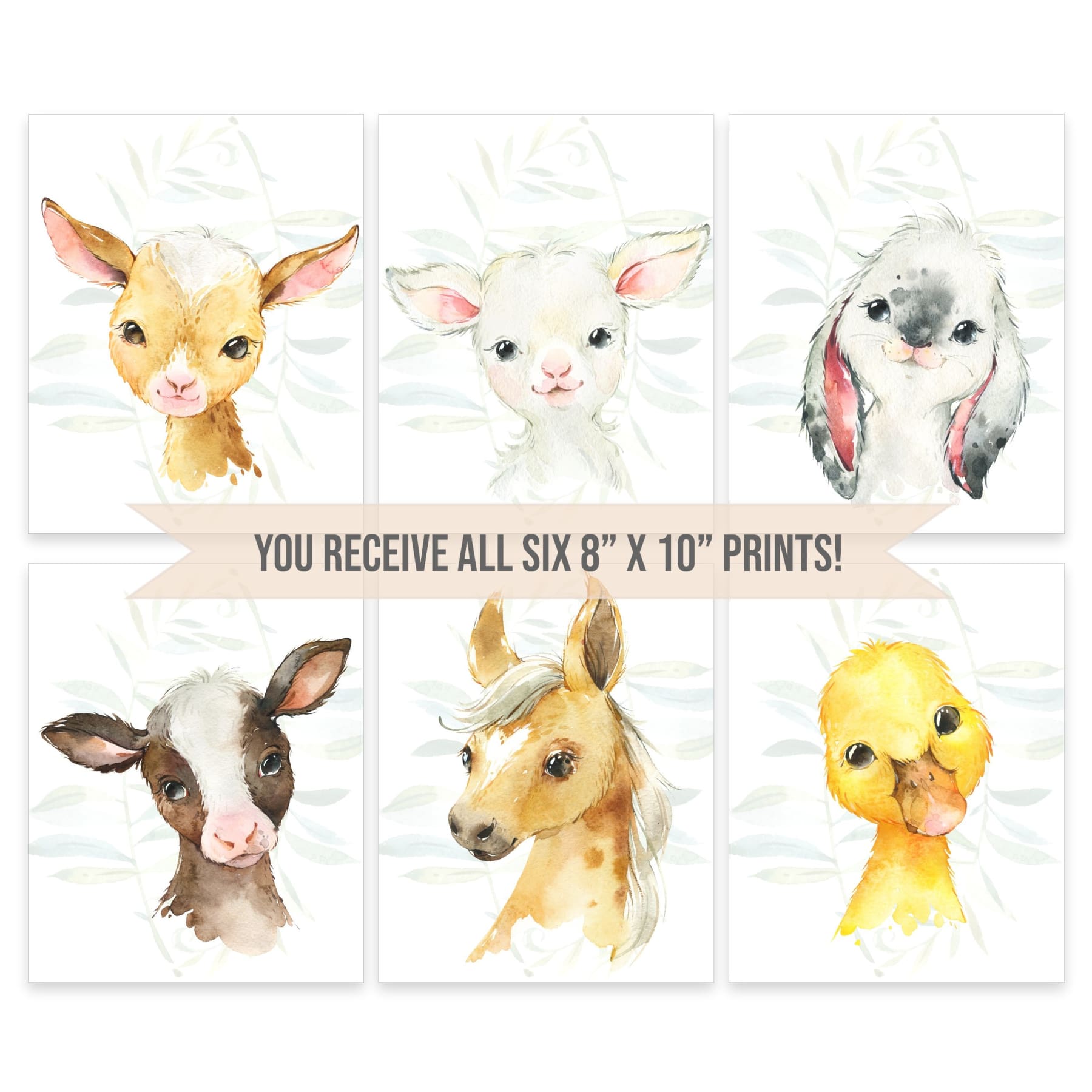 Farm Animal Nursery Art Print, 8" x 10" - All That Glitters Invitations