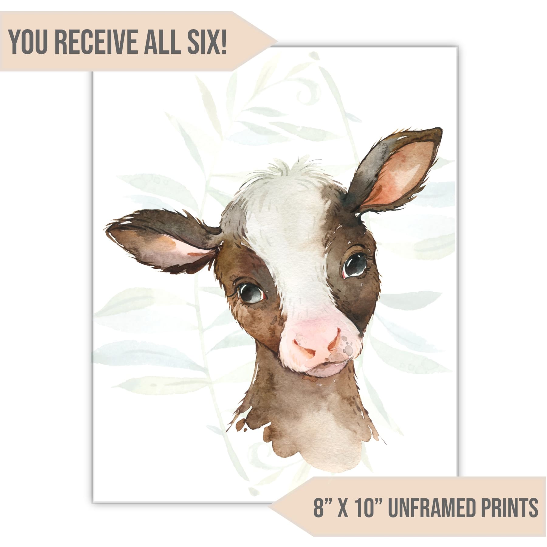 Farm Animal Nursery Art Print, 8" x 10" - All That Glitters Invitations