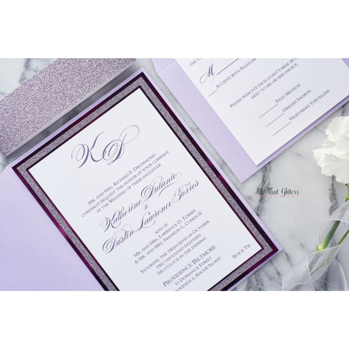 Foil and Glitter Wedding Invitation, Katherine - All That Glitters Invitations