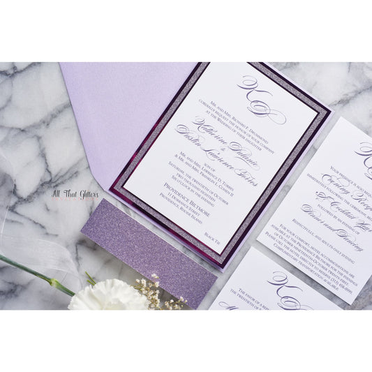 Foil and Glitter Wedding Invitation, Katherine - All That Glitters Invitations