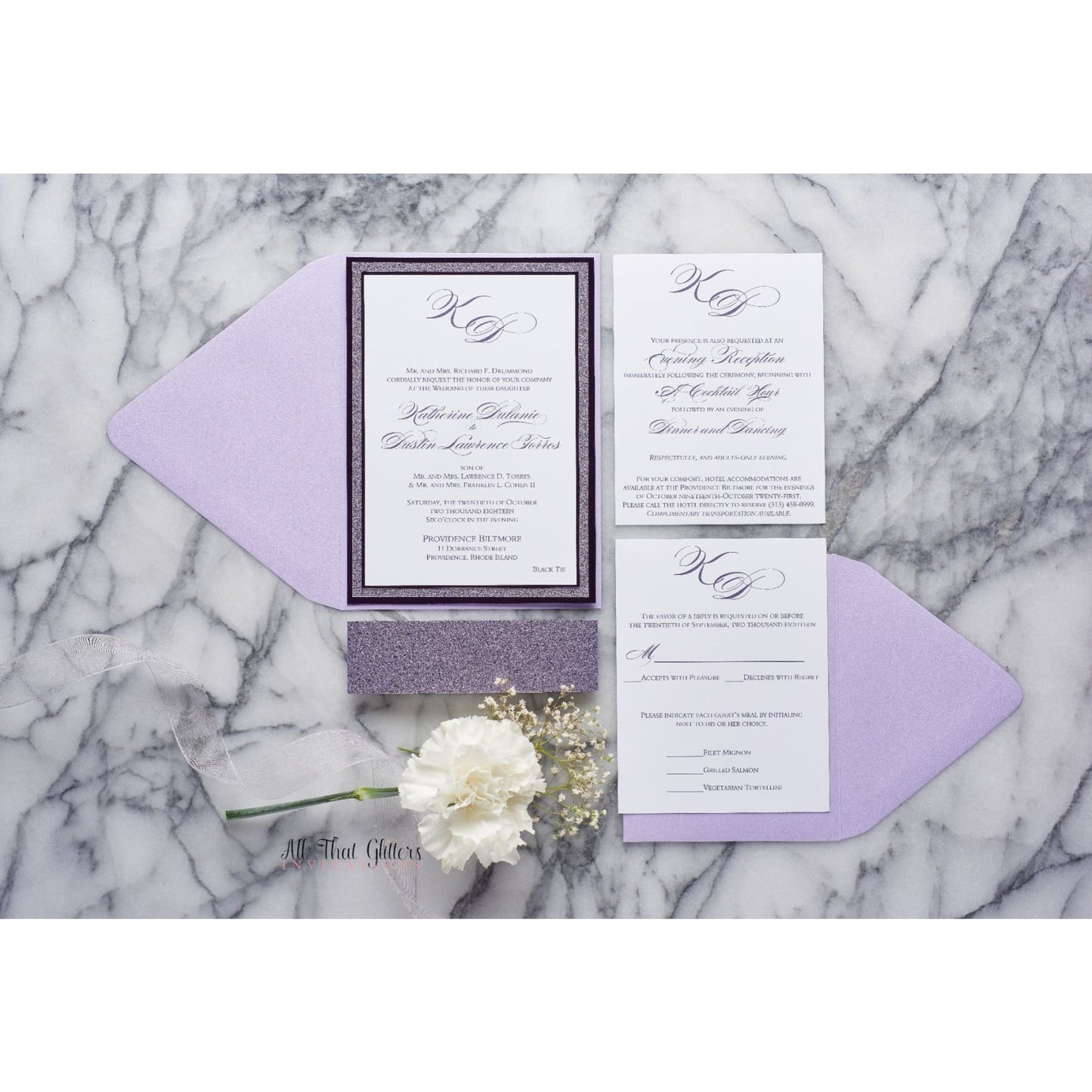 Foil and Glitter Wedding Invitation, Katherine - All That Glitters Invitations