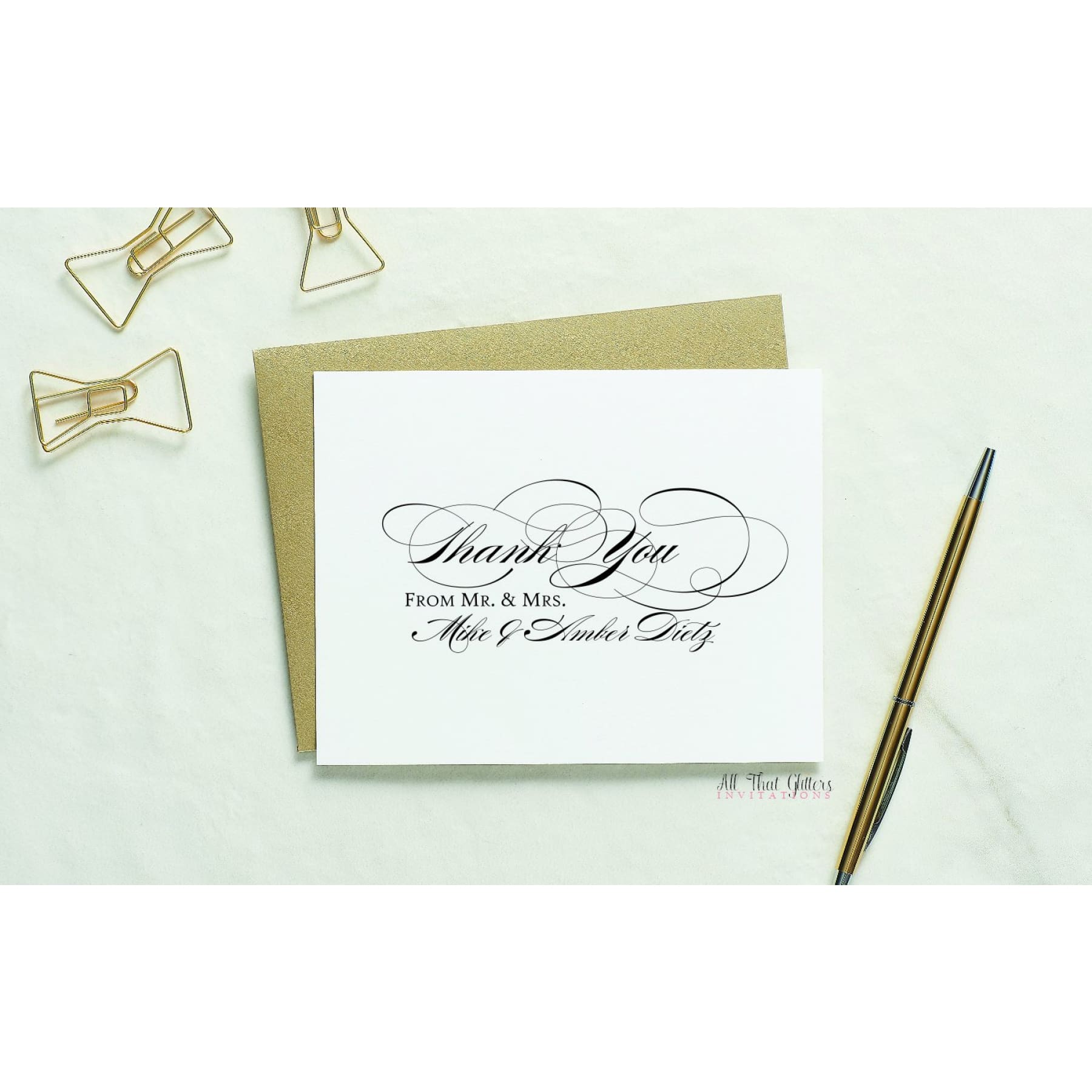 Folded Thank You Card, Amber Style 1 - All That Glitters Invitations