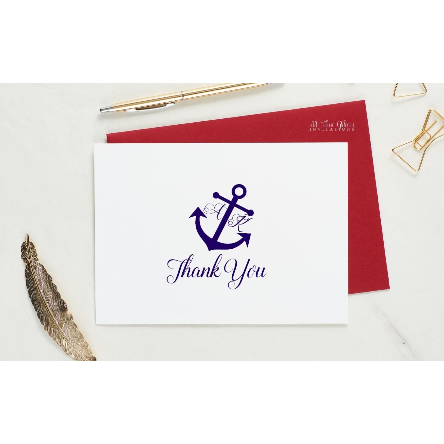 Folded Thank You Card, Ariana Style 1 - All That Glitters Invitations