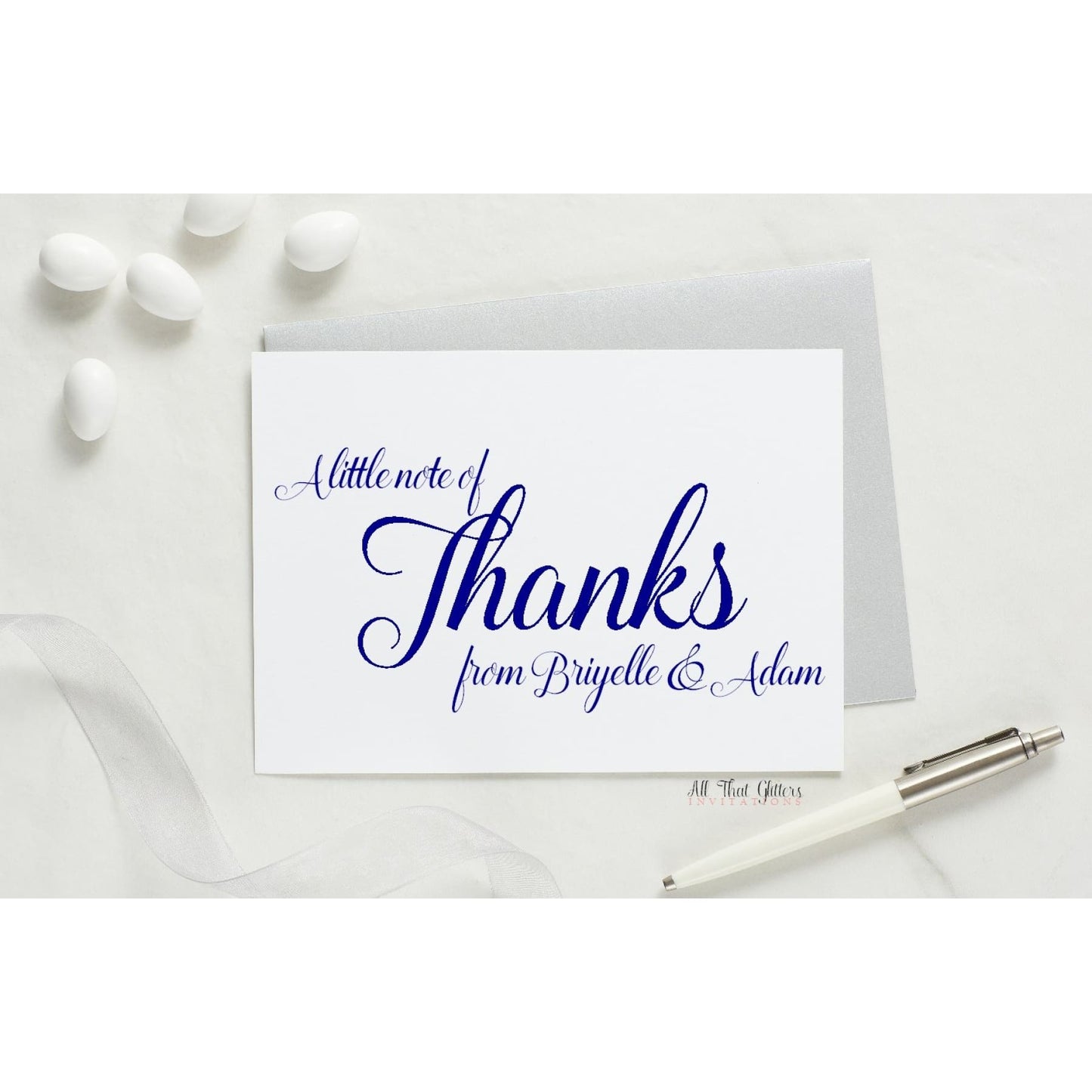 Folded Thank You Card, Briyelle Style 1 - All That Glitters Invitations