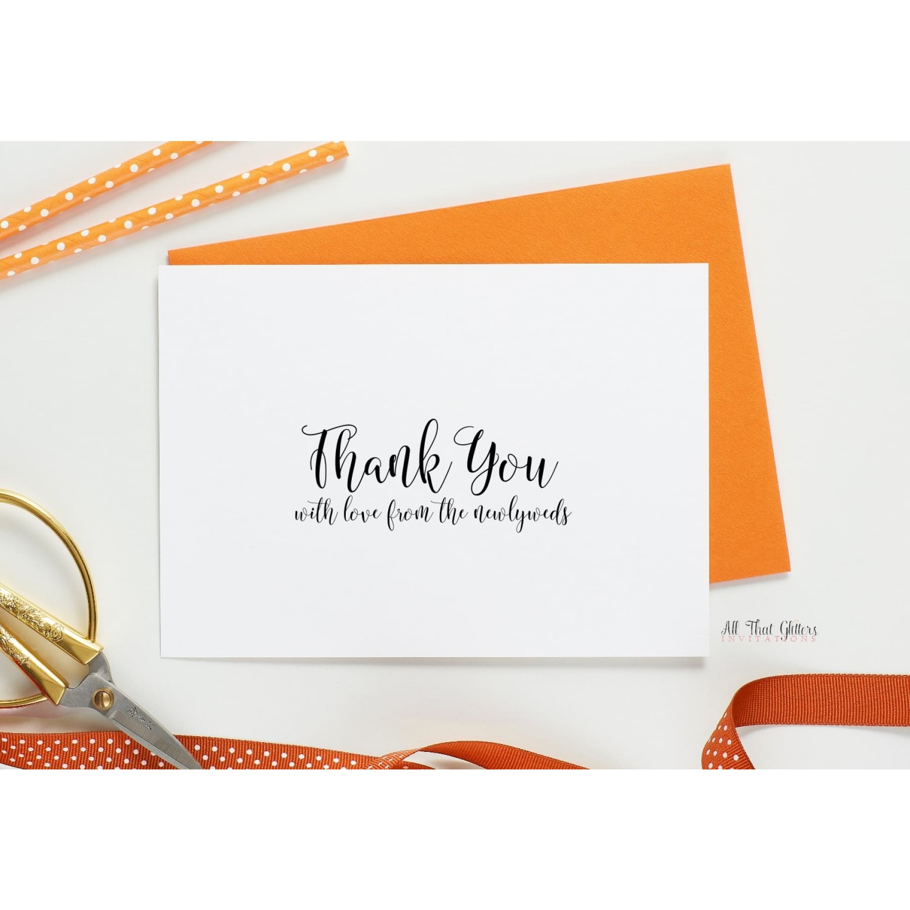 Folded Thank You Card, Cassidy Style - All That Glitters Invitations