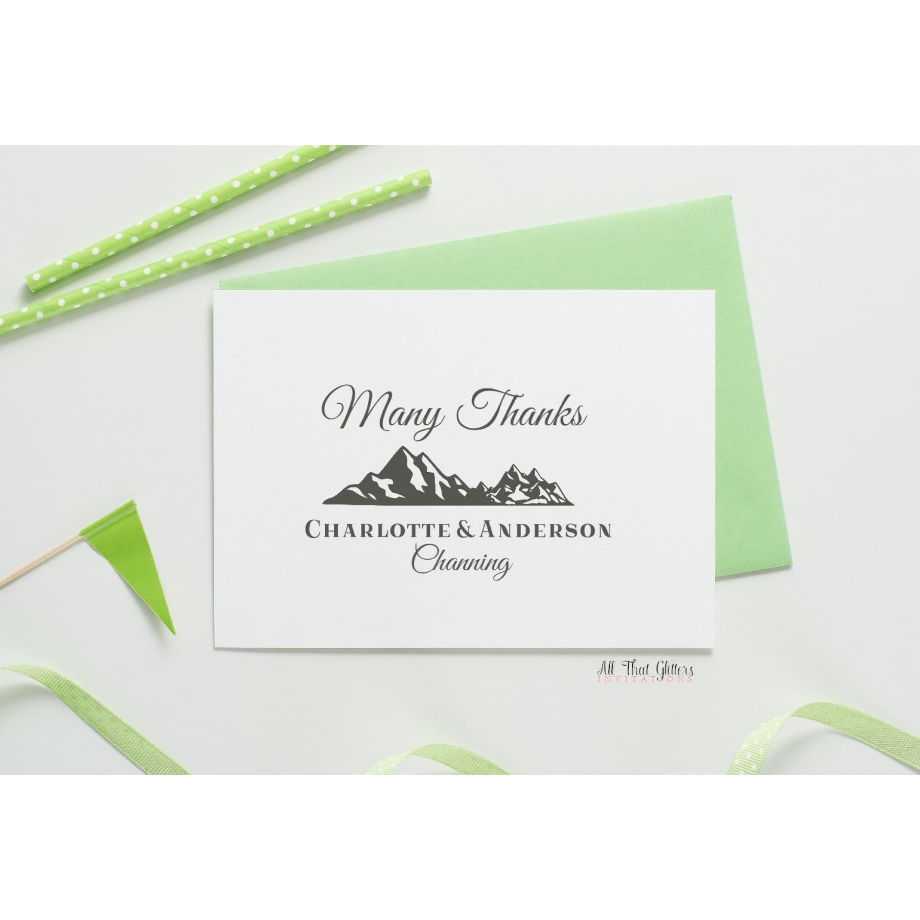 Folded Thank You Card, Charlotte Style 1 - All That Glitters Invitations