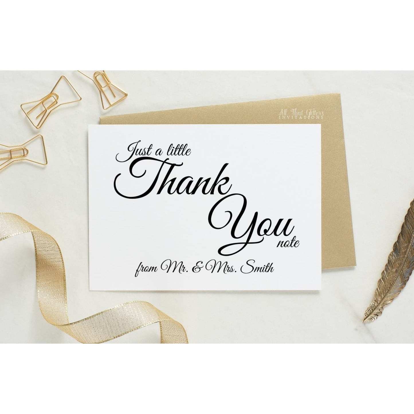 Folded Thank You Card, Evelyn Style 1 - All That Glitters Invitations