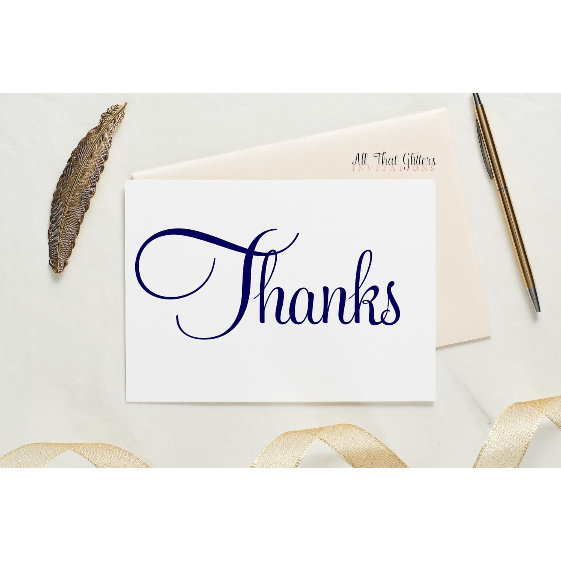 Folded Thank You Card, Hayley - All That Glitters Invitations