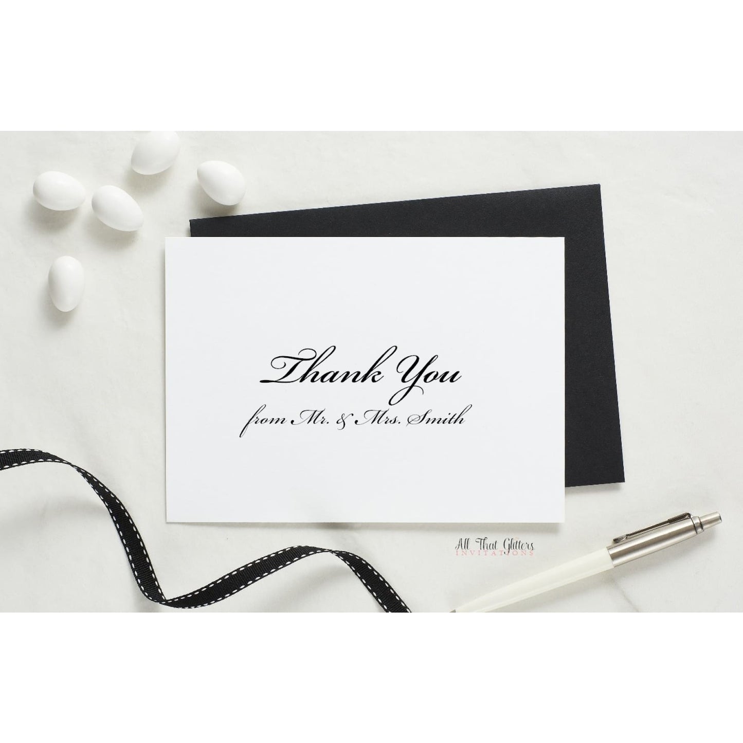 Folded Thank You Card, Heather Style 1 - All That Glitters Invitations