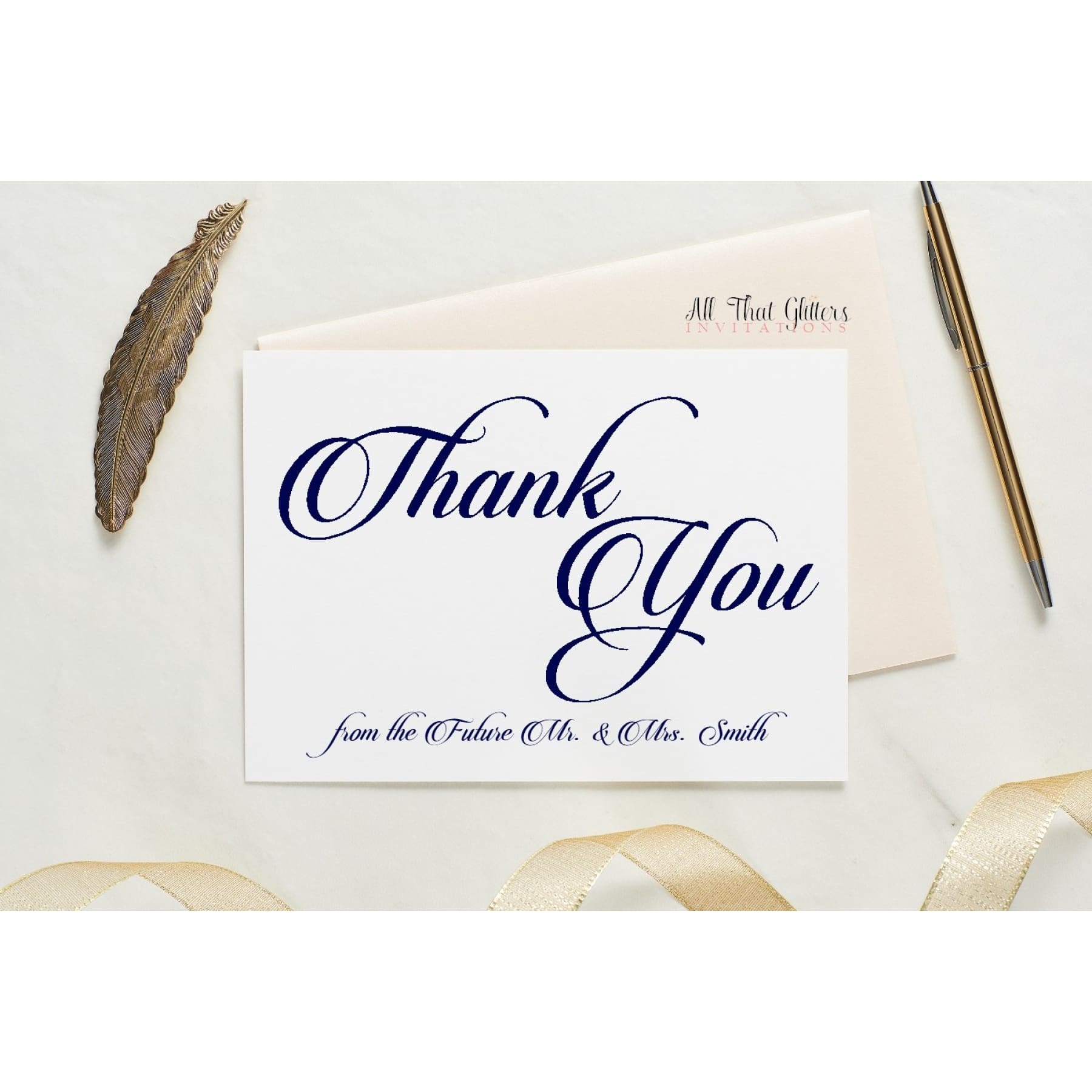 Folded Thank You Card, Karalin Style 1 - All That Glitters Invitations