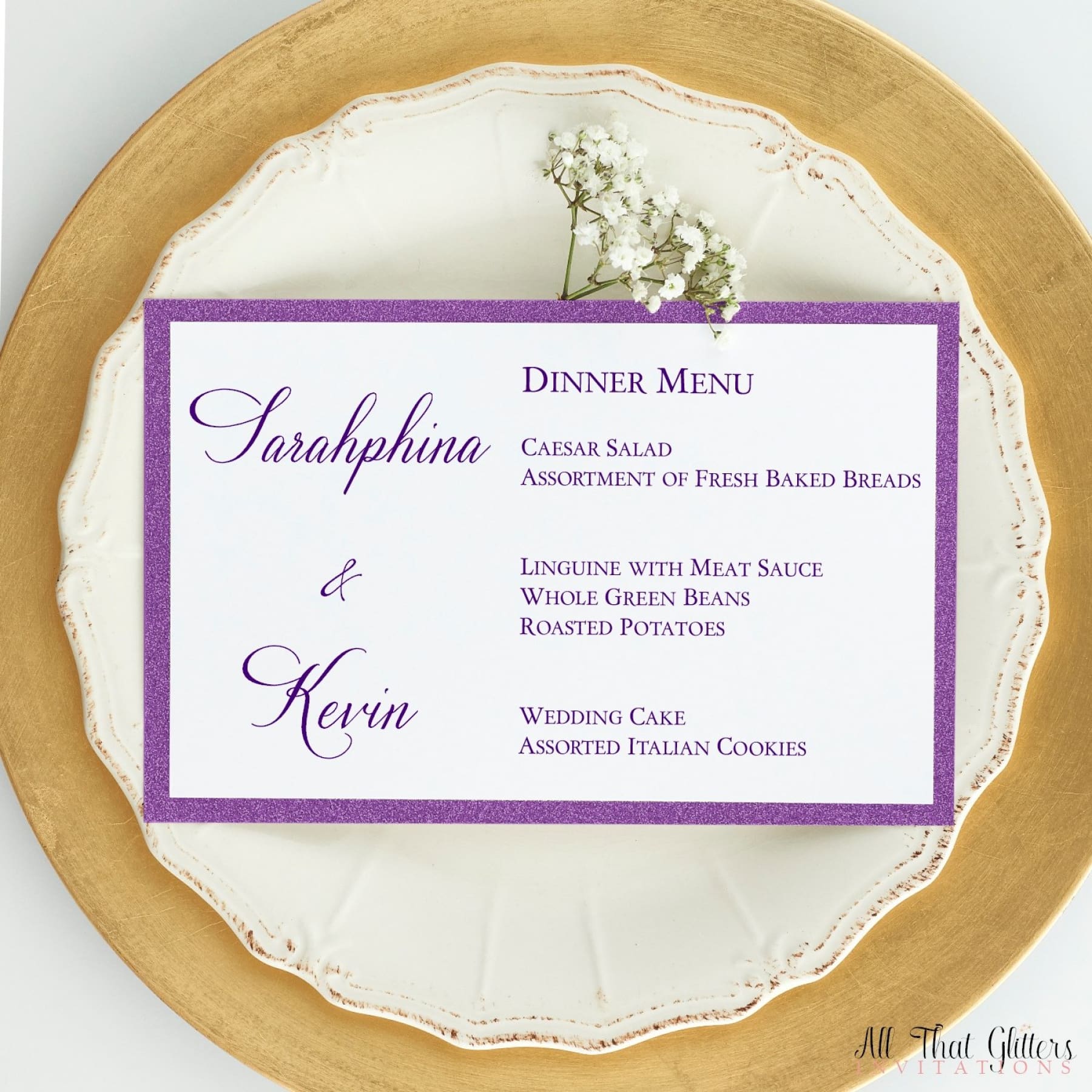 Formal Elegance Wedding Reception Menu, Sarahphina - All That Glitters Invitations