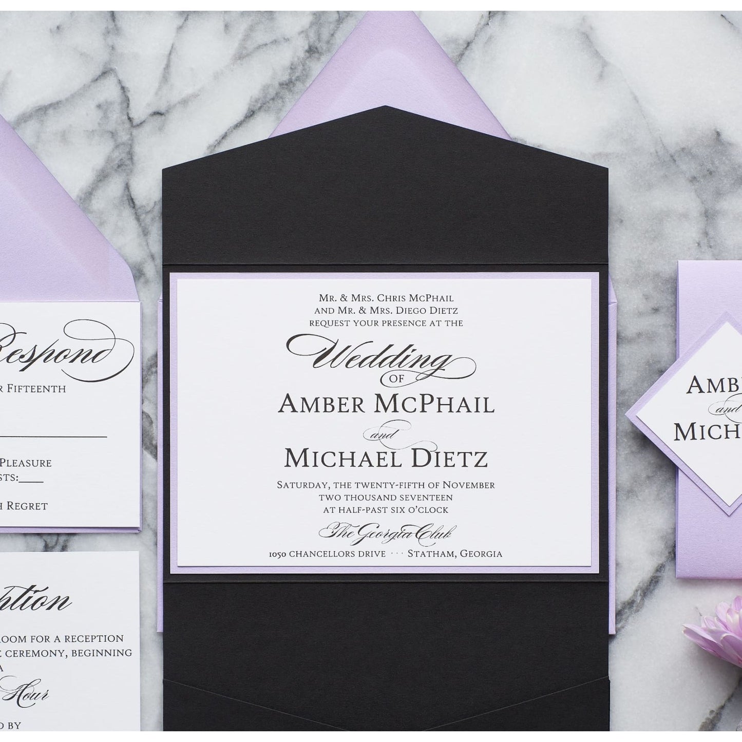 Formal Elegant Wedding Invitation, Amber - All That Glitters Invitations