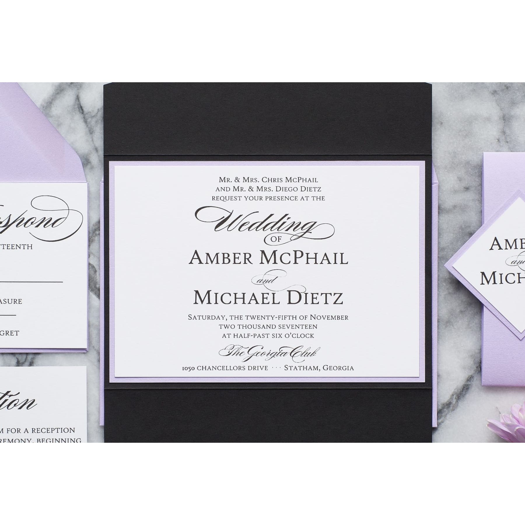 Formal Elegant Wedding Invitation, Amber - All That Glitters Invitations