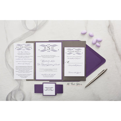 Formal Monogram Wedding Invitation, Rosie - All That Glitters Invitations