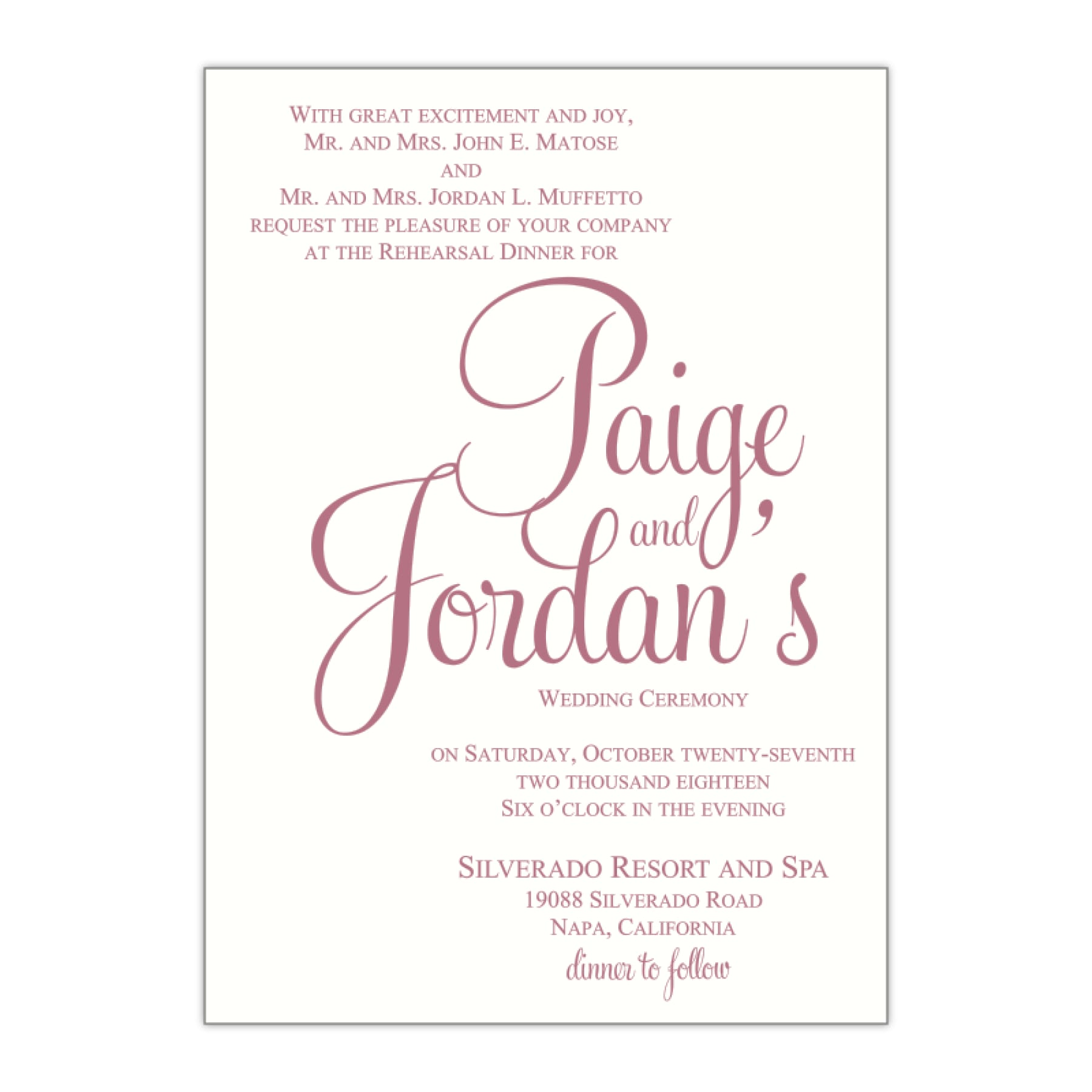 Formal Rehearsal Dinner Invitation, Paige - All That Glitters Invitations