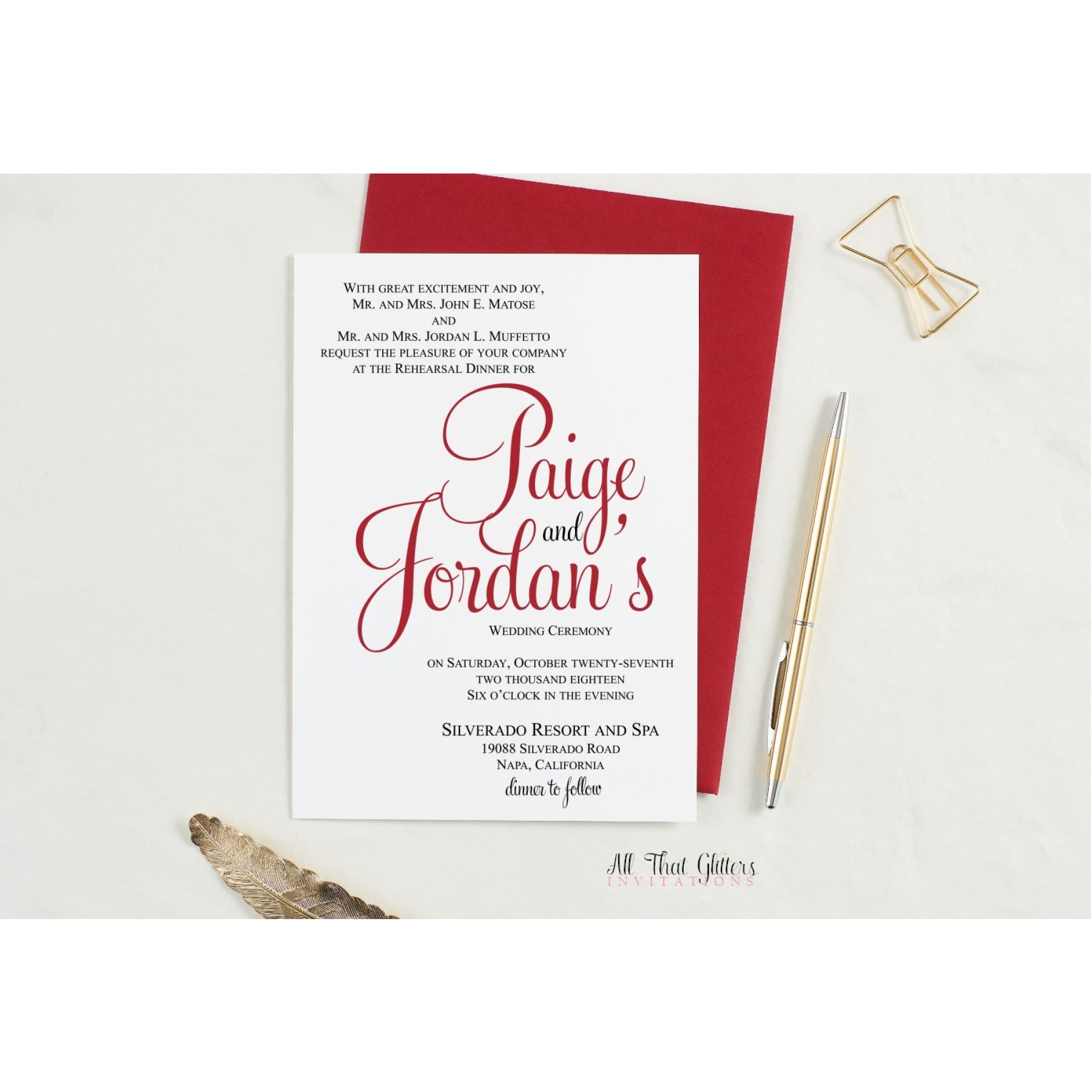 Formal Rehearsal Dinner Invitation, Paige - All That Glitters Invitations