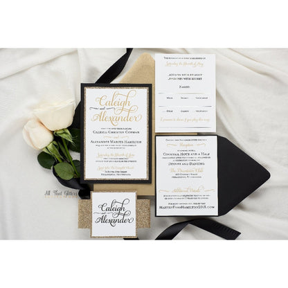 Formal Wedding Invitation with Glitter, Caleigh - All That Glitters Invitations