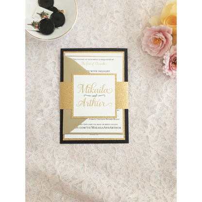 Formal Wedding Invitation with Glitter, Caleigh - All That Glitters Invitations