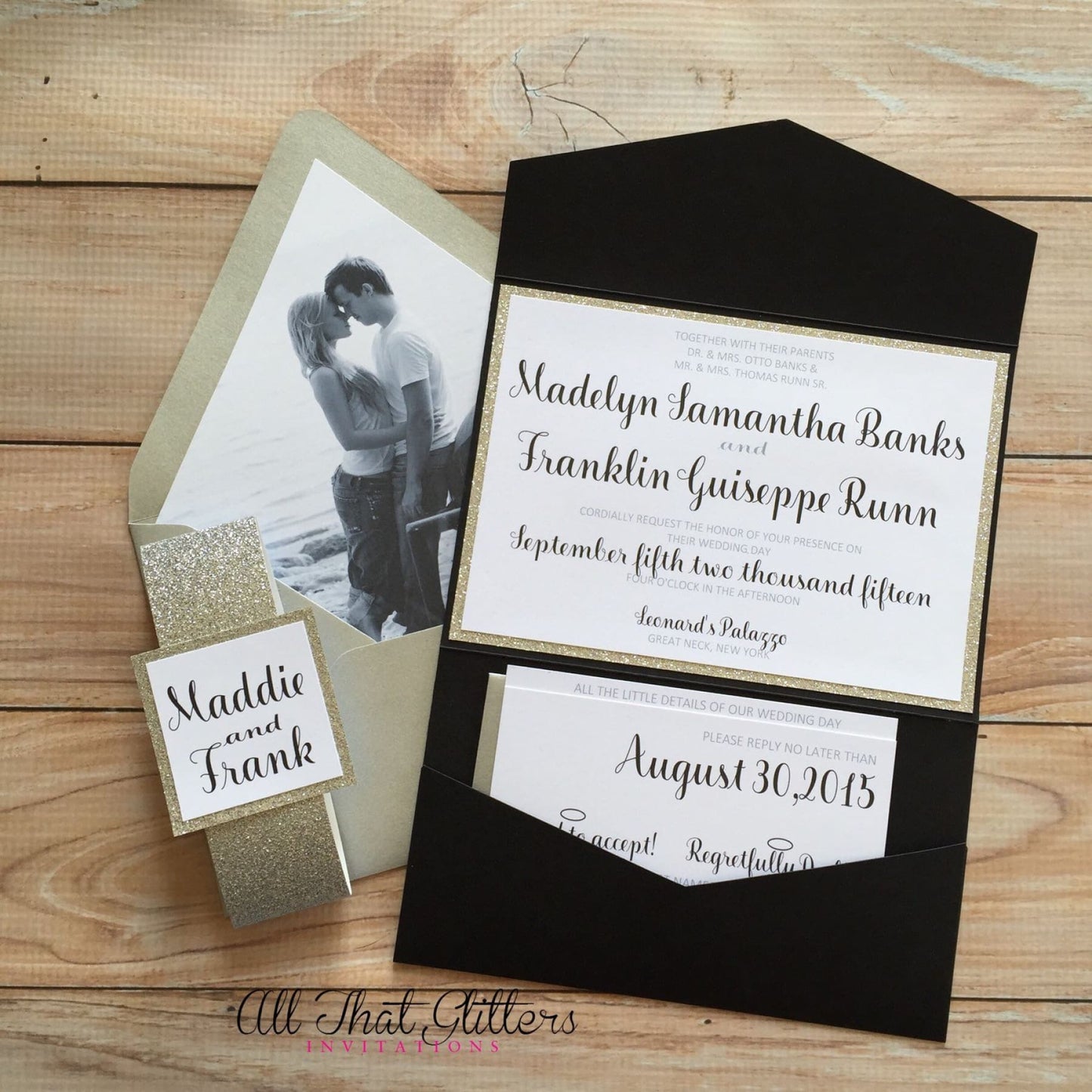 Fun and Modern Wedding Invitation, Madelyn - All That Glitters Invitations