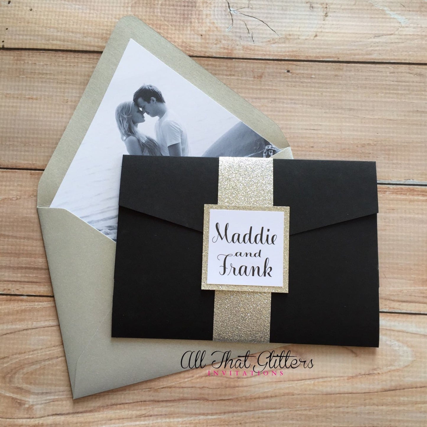 Fun and Modern Wedding Invitation, Madelyn - All That Glitters Invitations