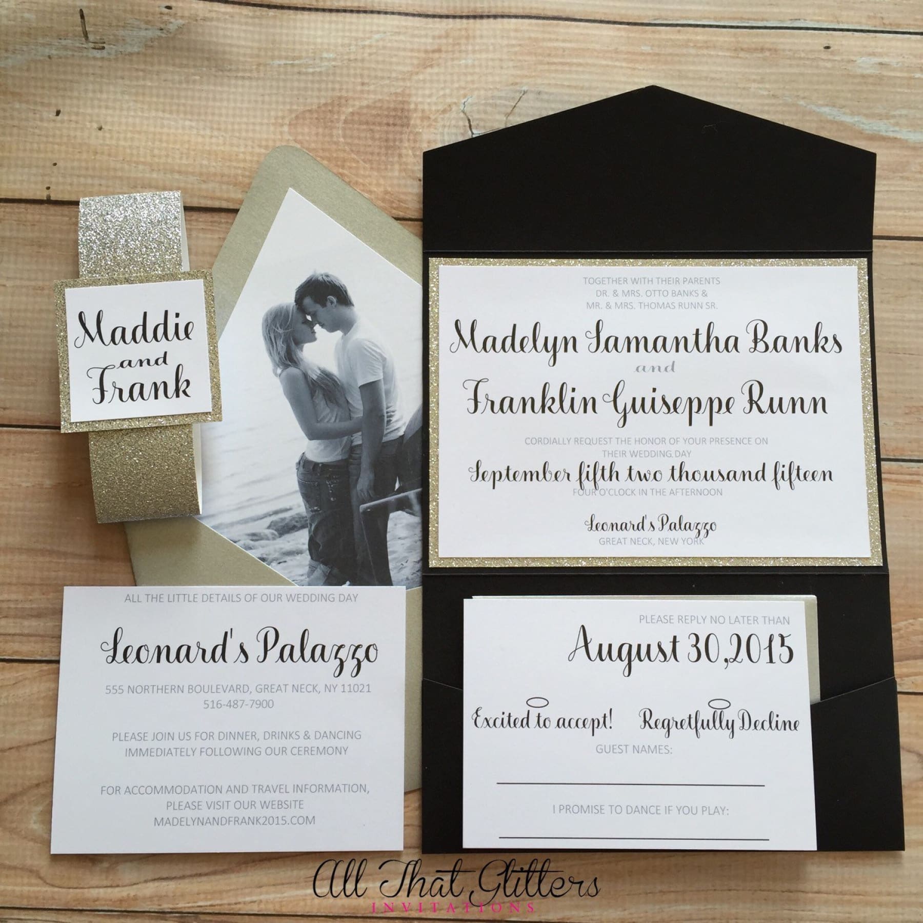 Fun and Modern Wedding Invitation, Madelyn - All That Glitters Invitations