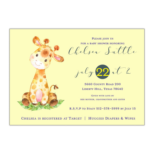 Giraffe Baby Shower Invitation - All That Glitters Invitations