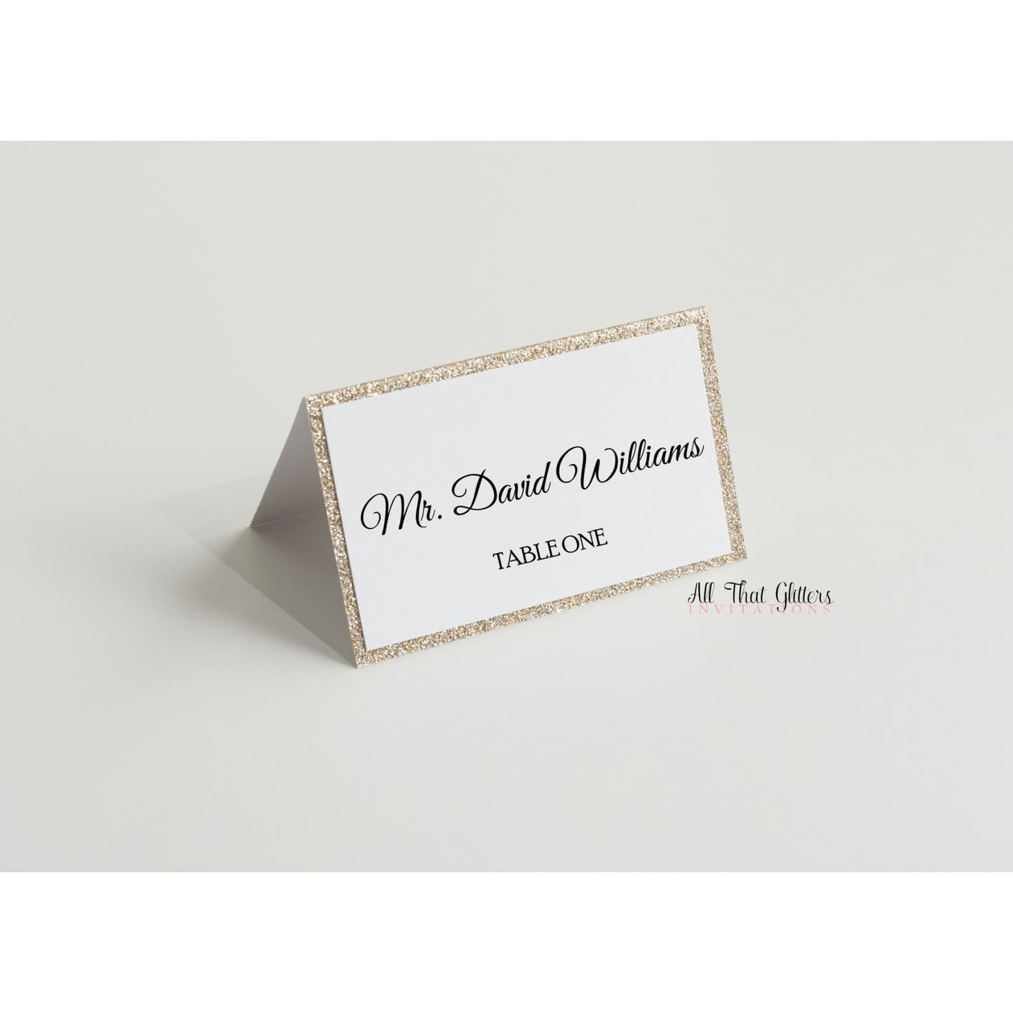 Glitter Wedding Reception Place Cards - All That Glitters Invitations