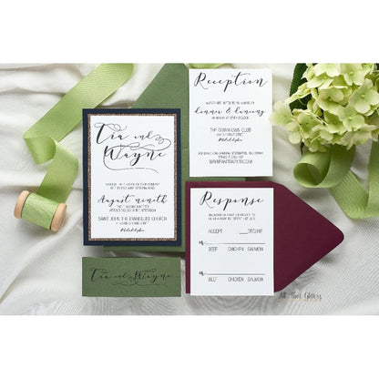 Hand Calligraphy Wedding Invitation, Tia - All That Glitters Invitations