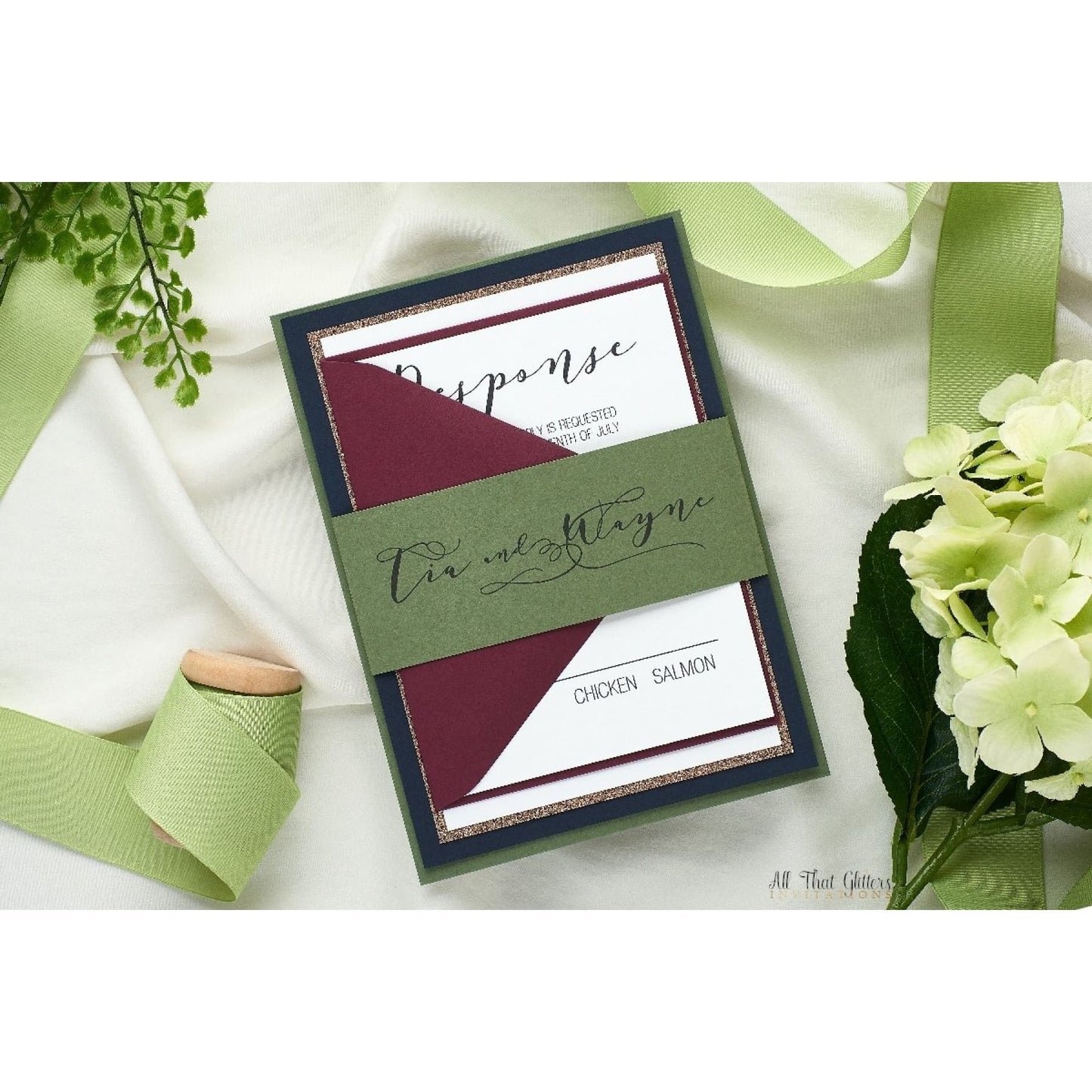 Hand Calligraphy Wedding Invitation, Tia - All That Glitters Invitations