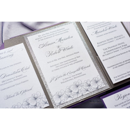 Hand Drawn Flower Wedding Invitation, Aimee - All That Glitters Invitations