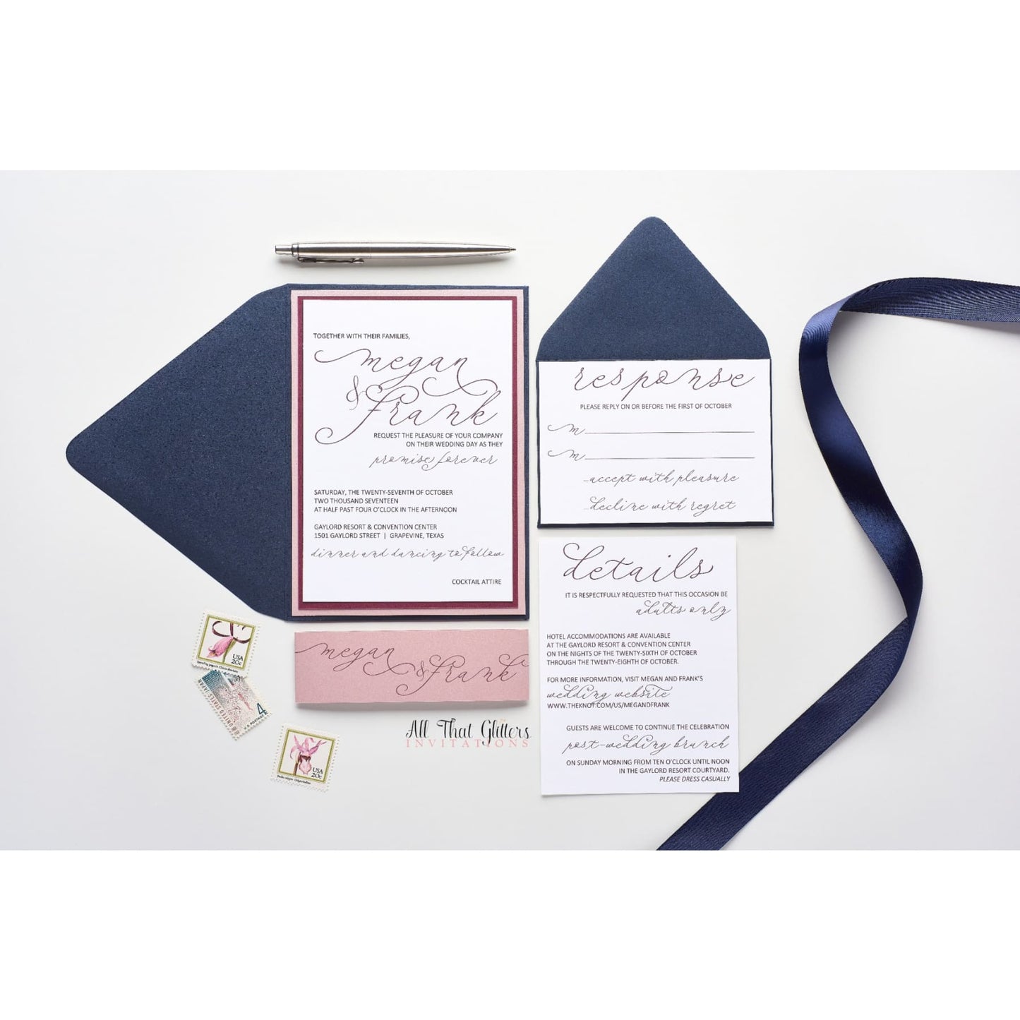 Handwritten Wedding Invitation, Megan - All That Glitters Invitations