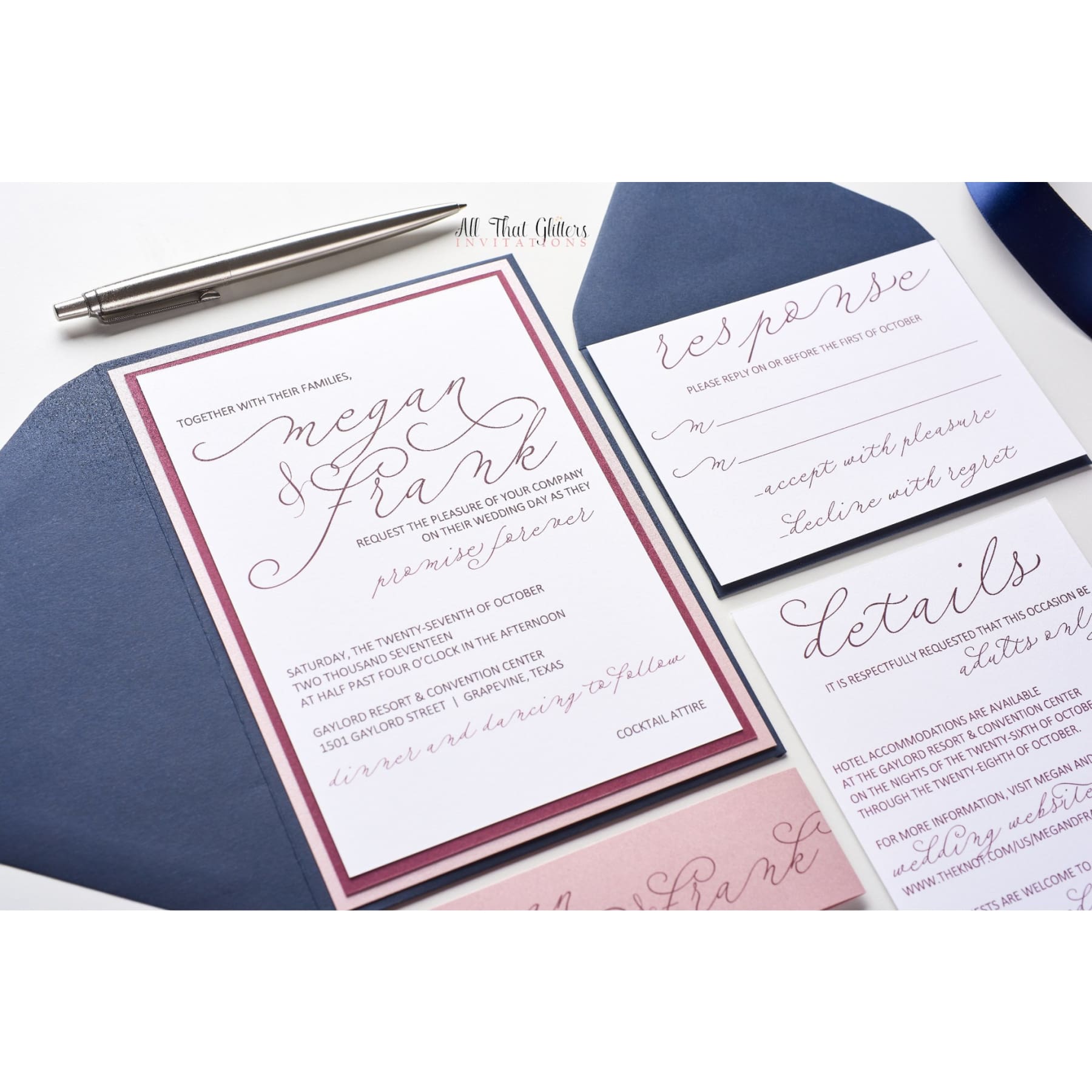 Handwritten Wedding Invitation, Megan - All That Glitters Invitations