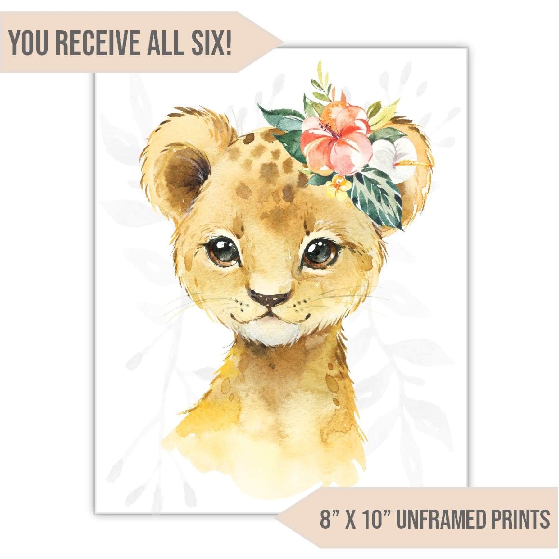 Jungle Animal Nursery Art Print, 8" x 10" - All That Glitters Invitations