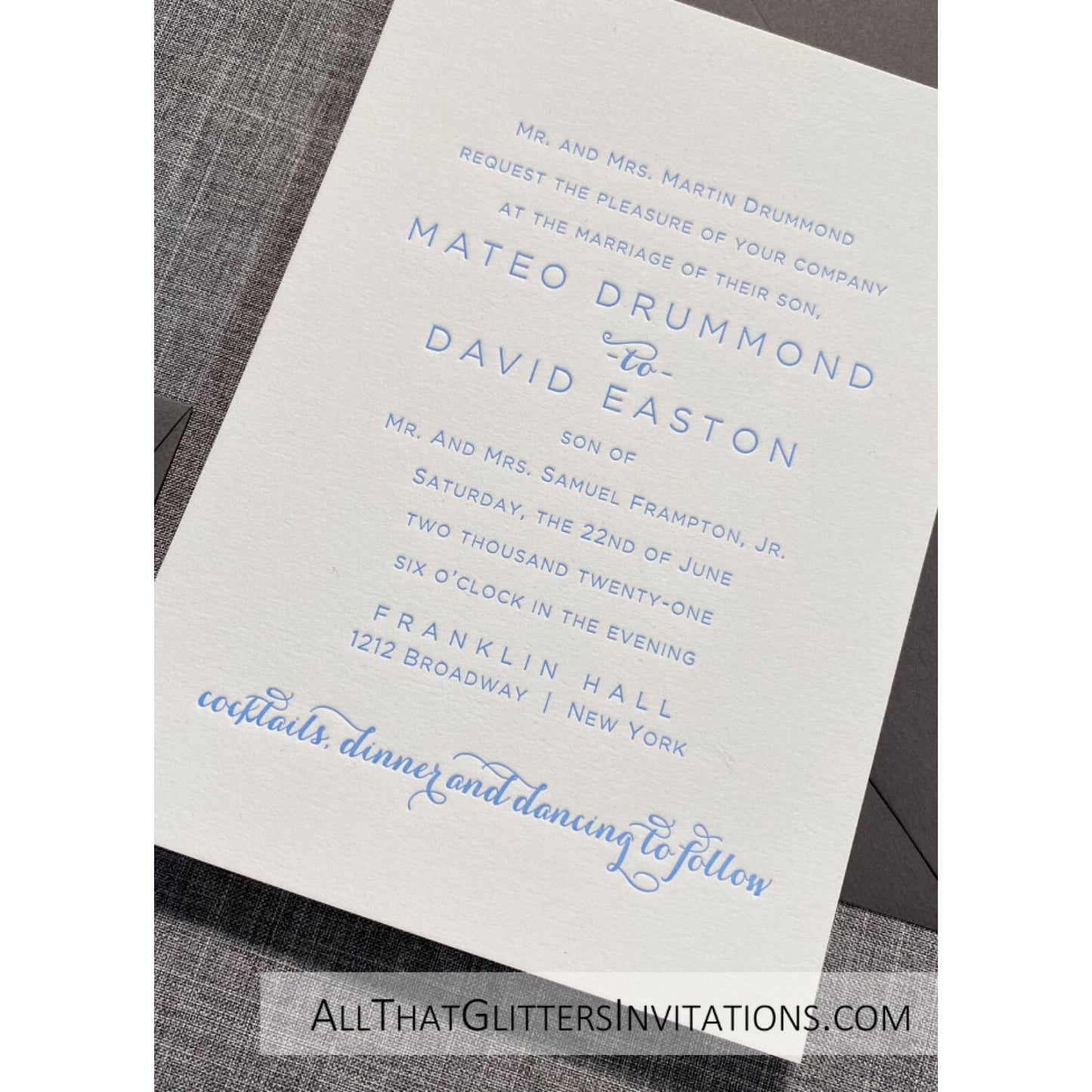 Letterpress Wedding Invitation, Marco - All That Glitters Invitations