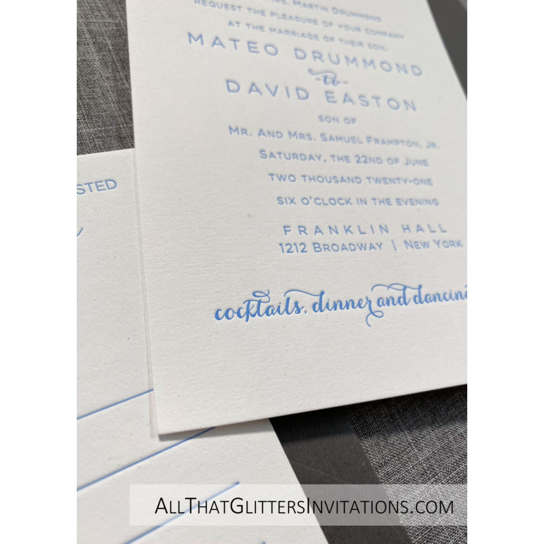 Letterpress Wedding Invitation, Marco - All That Glitters Invitations