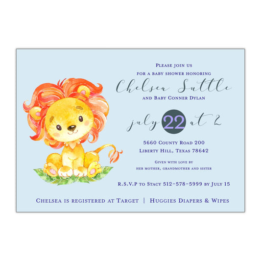 Lion Baby Shower Invitation - All That Glitters Invitations