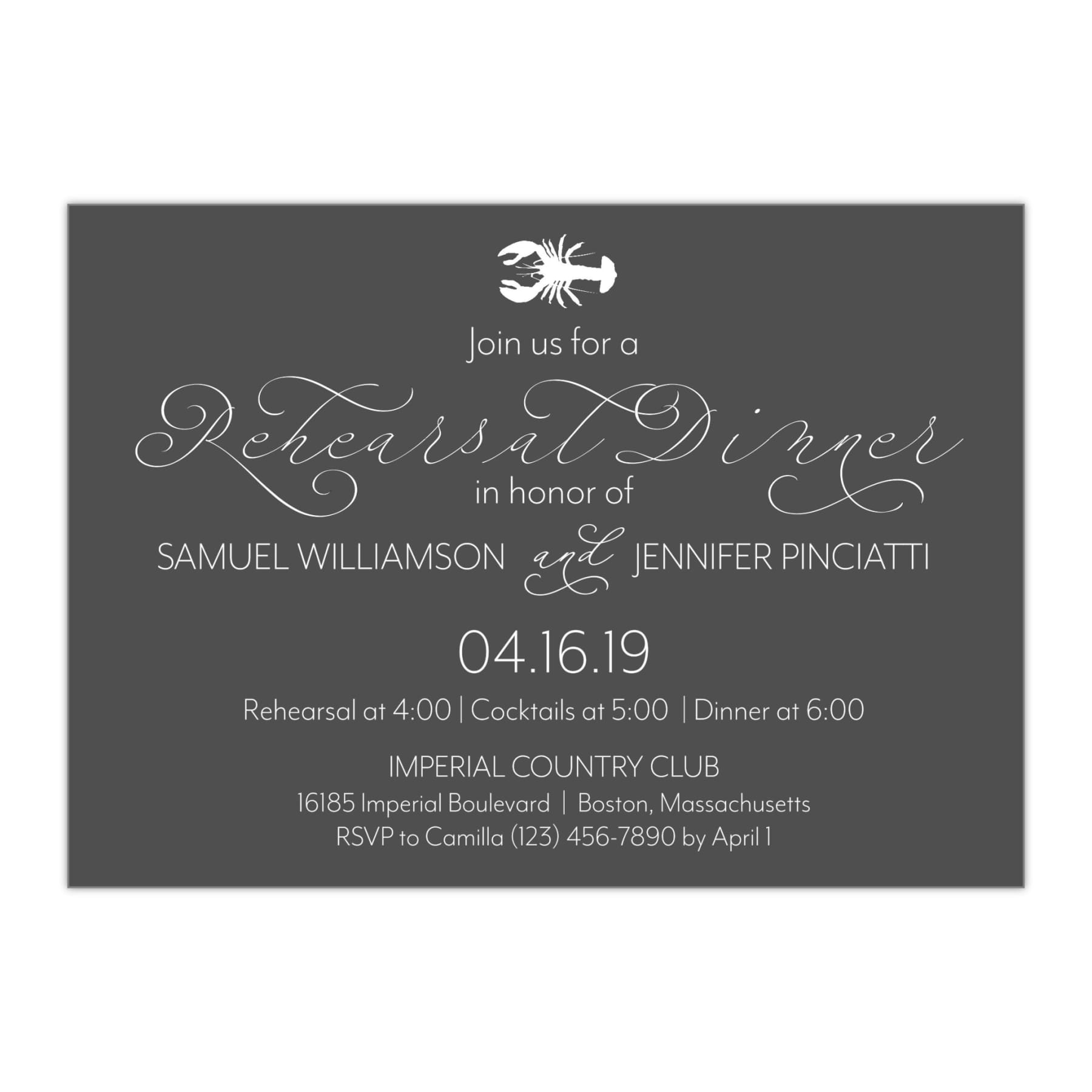 Lobster Rehearsal Dinner Invitation - All That Glitters Invitations