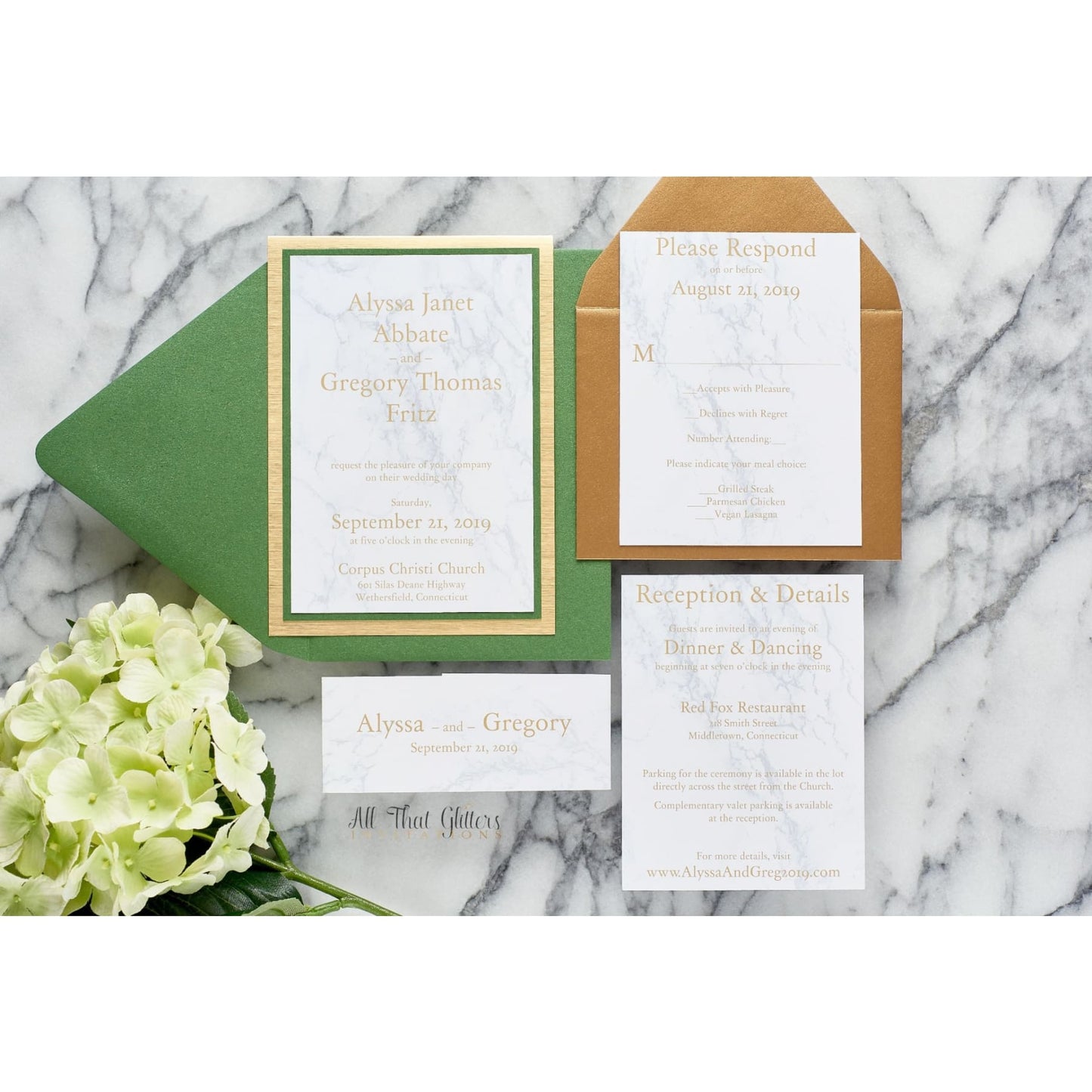 Marble and Foil Wedding Invitation, Alyssa - All That Glitters Invitations