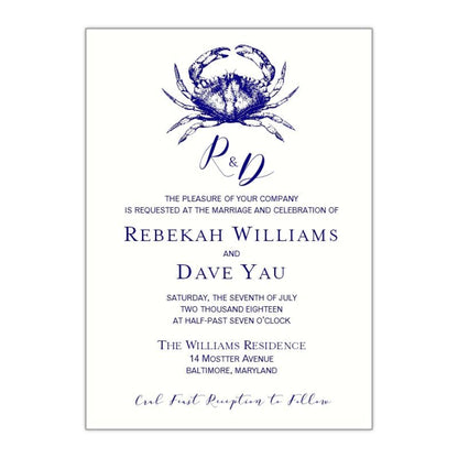 Maryland Blue Crab Wedding Invitations - All That Glitters Invitations