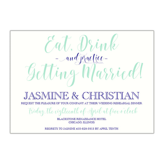 Modern Calligraphy Rehearsal Dinner Invitation, Jasmine - All That Glitters Invitations