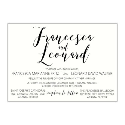 Modern Calligraphy Wedding Invitation, Francesca - All That Glitters Invitations