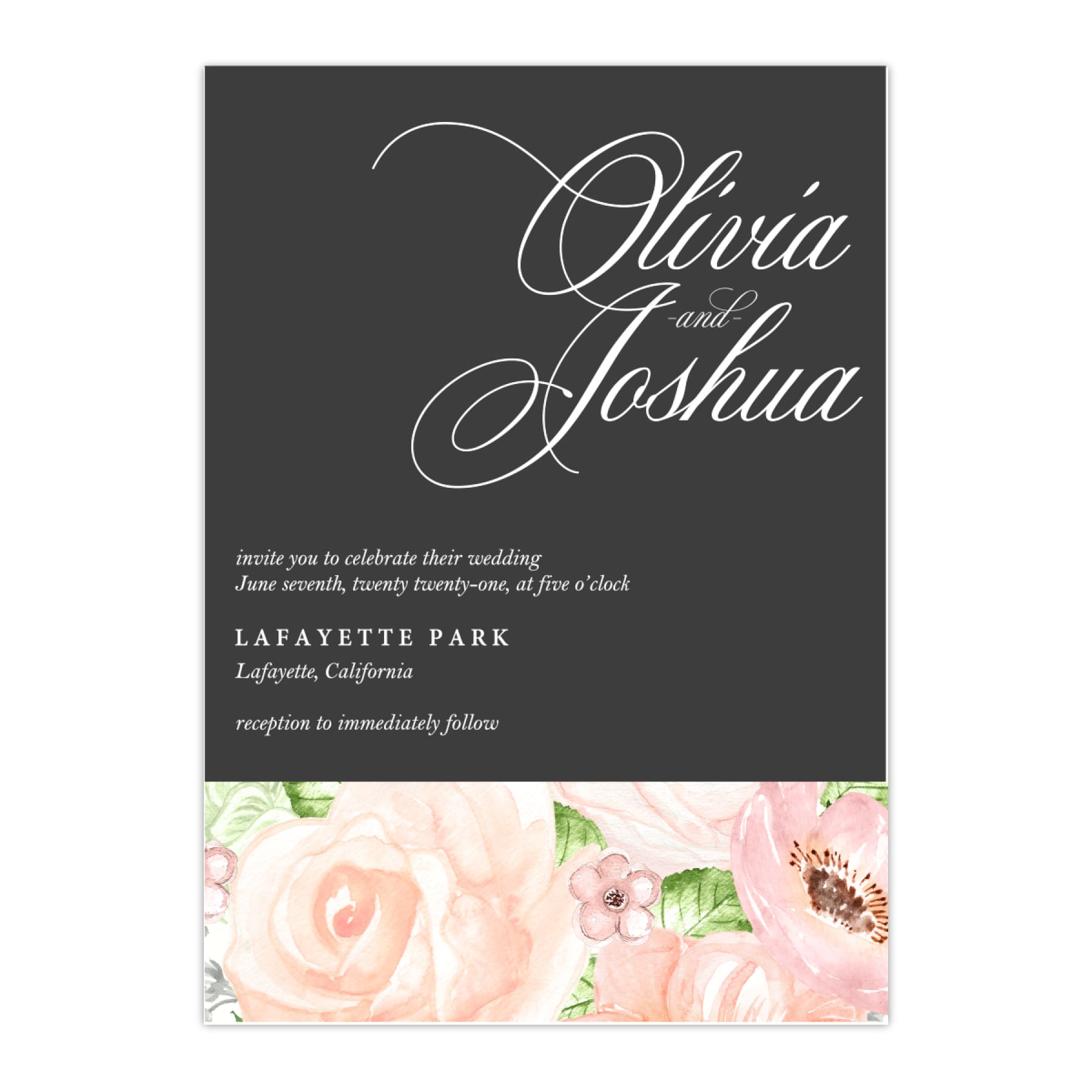 Modern Floral Wedding Invitation, Olivia - All That Glitters Invitations