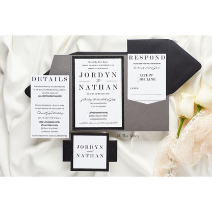 Modern Pocketfold Invitation, Jordan - All That Glitters Invitations