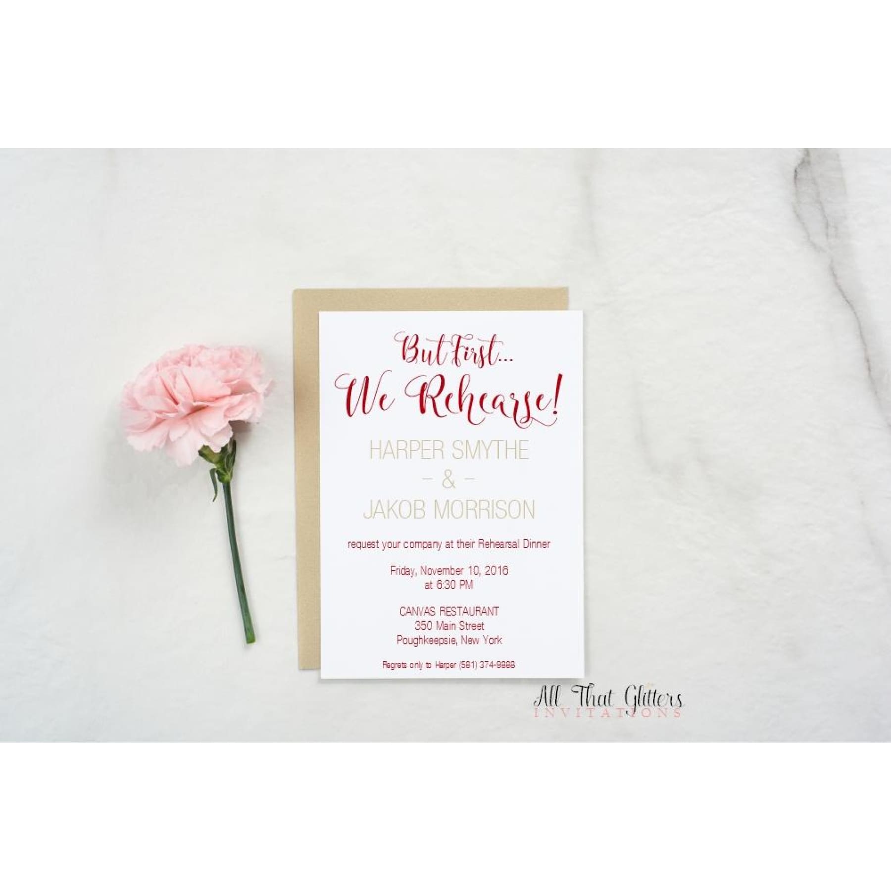 Modern Rehearsal Dinner Invitation, Harper - All That Glitters Invitations