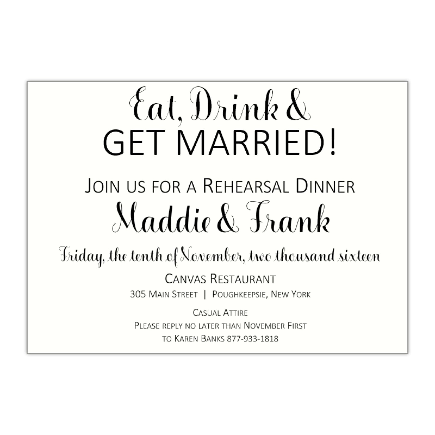 Modern Rehearsal Dinner Invitation, Madelyn - All That Glitters Invitations