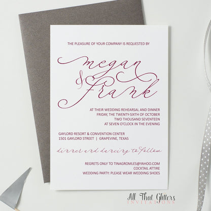 Modern Rehearsal Dinner Invitation, Megan - All That Glitters Invitations